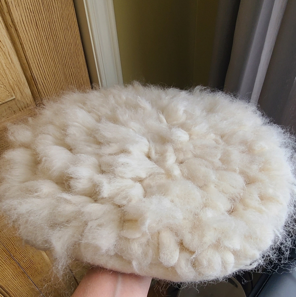 Soft Cream Wool Round Decorative Accent Pad - Picture 2 of 6